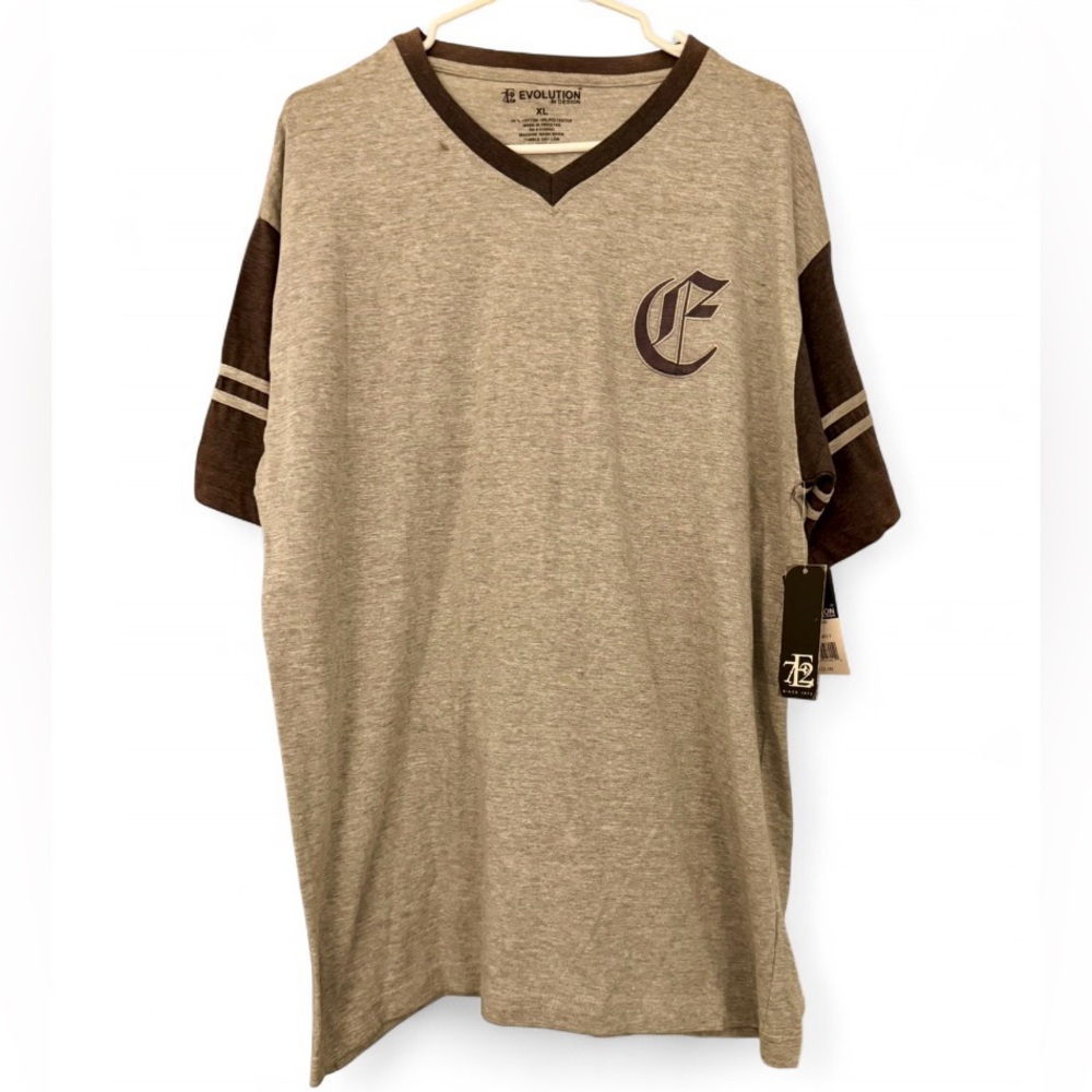 NWT Men’s Evolution In Design Heather Gray Jersey Style V-neck T-Shirt Size XL